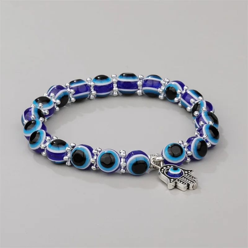 

New Devil's Eye Palm Pendant Jewelry Fashion Evil Eye Beaded Couple Bracelet