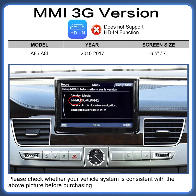 Беспроводной интерфейс AI Box CarPlay Android Auto для Audi A8/A8L 2010-2017, поддерживает Mirror Link AirPlay Car Play Maps WhatsApp