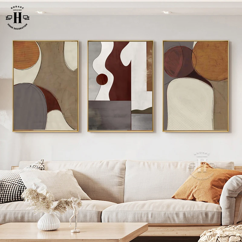 

Abstract Canvas Print Painting Poster Brown Color Block Wall Pictures Art Modern Nordic Vintage Living Room Home Decoration