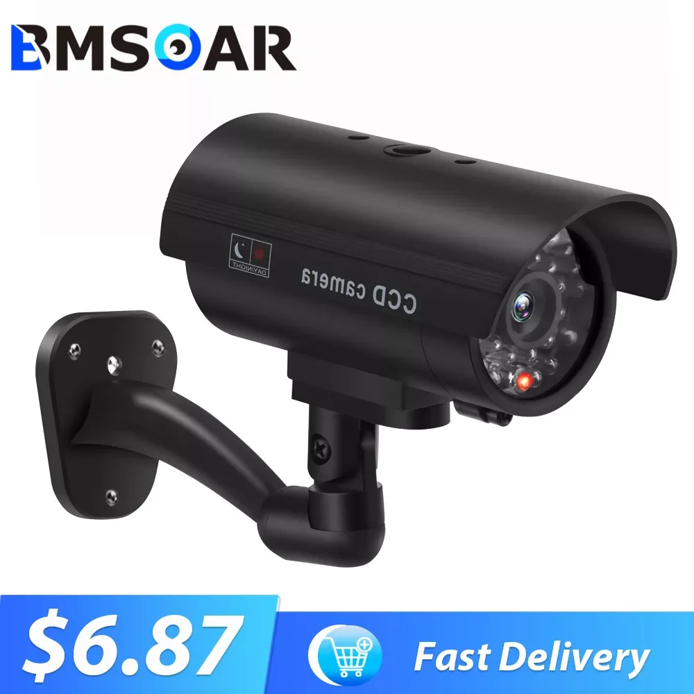 

Поддельная наружная Водонепроницаемая камера видеонаблюдения NEW2023, муляж камеры безопасности с красным светильник ным монитором, цилиндри...