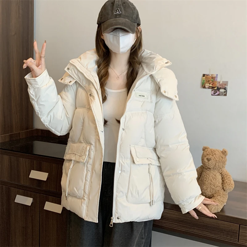 Женское зимнее пальто с капюшоном для полных девушек новая утолщенная теплая