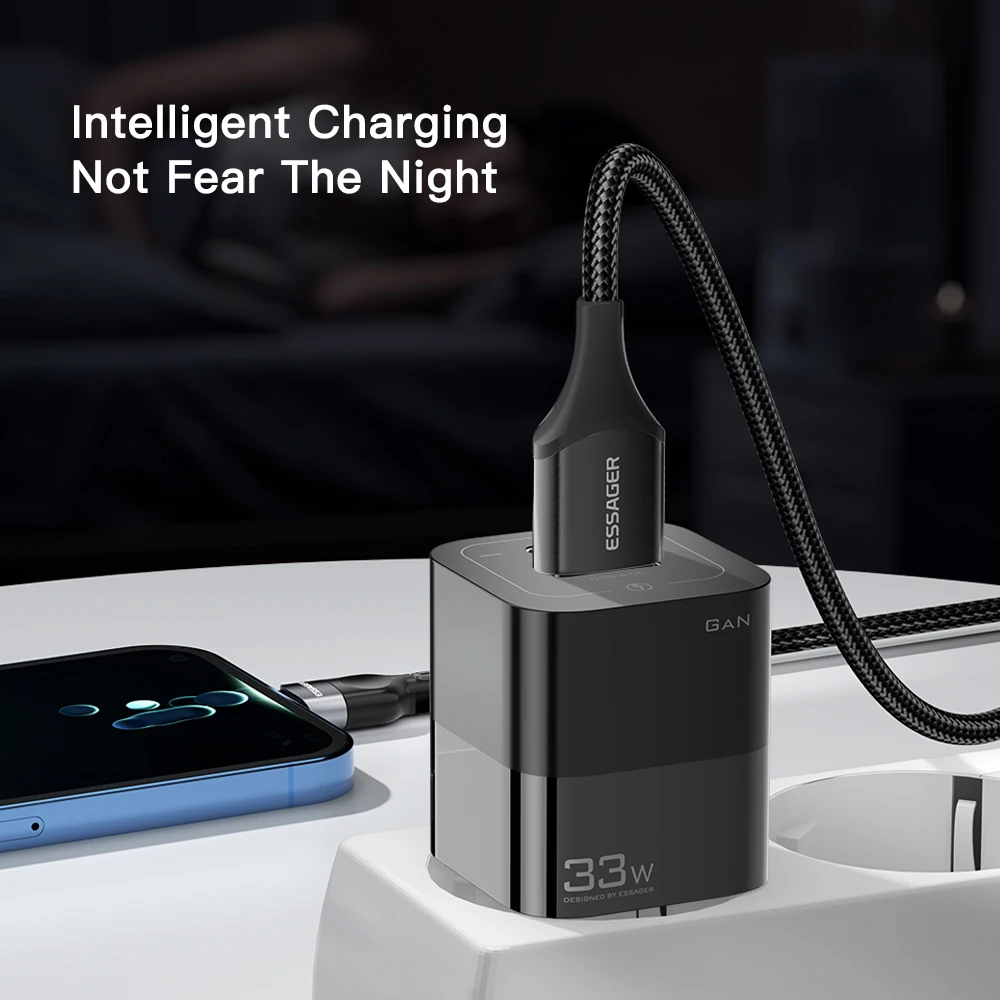 Essager 33W GaN USB Type C Charger QC4.0 PD3.0 Fast Quick Charging For Xiaomi Oneplus Redmi Samsung Huawei Mobile Phones Charger