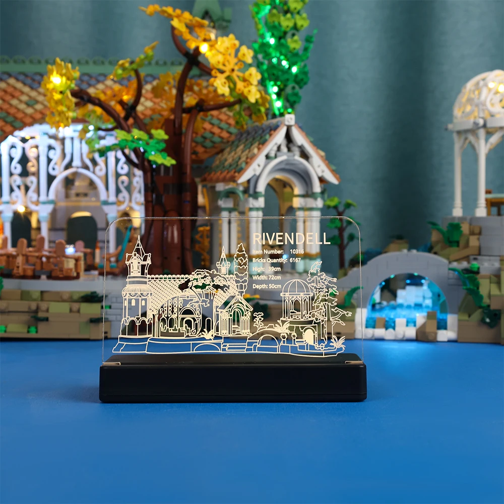 

Led Lighting Acrylic Display Nameplate For 10316 Creator Expert THE LORD OF THE RINGS: RIVENDELL Building Blocks