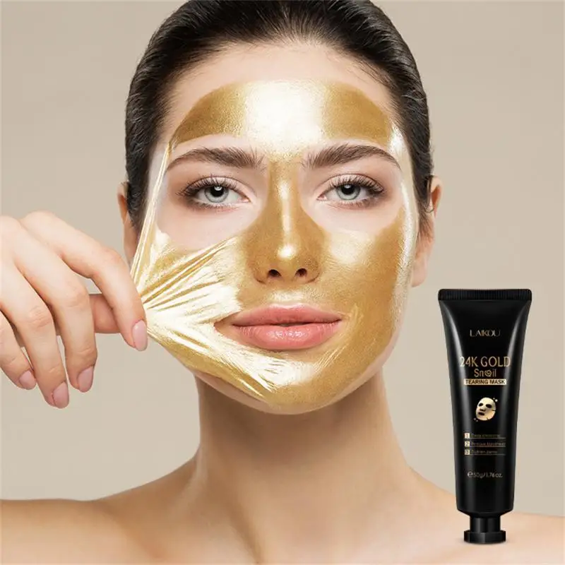

24k Gold Blackhead Remover Nose Face Mask Snail Pore Strip Tearing Black Mask Peeling Acne Treatments Skin Care Deep Cleansing