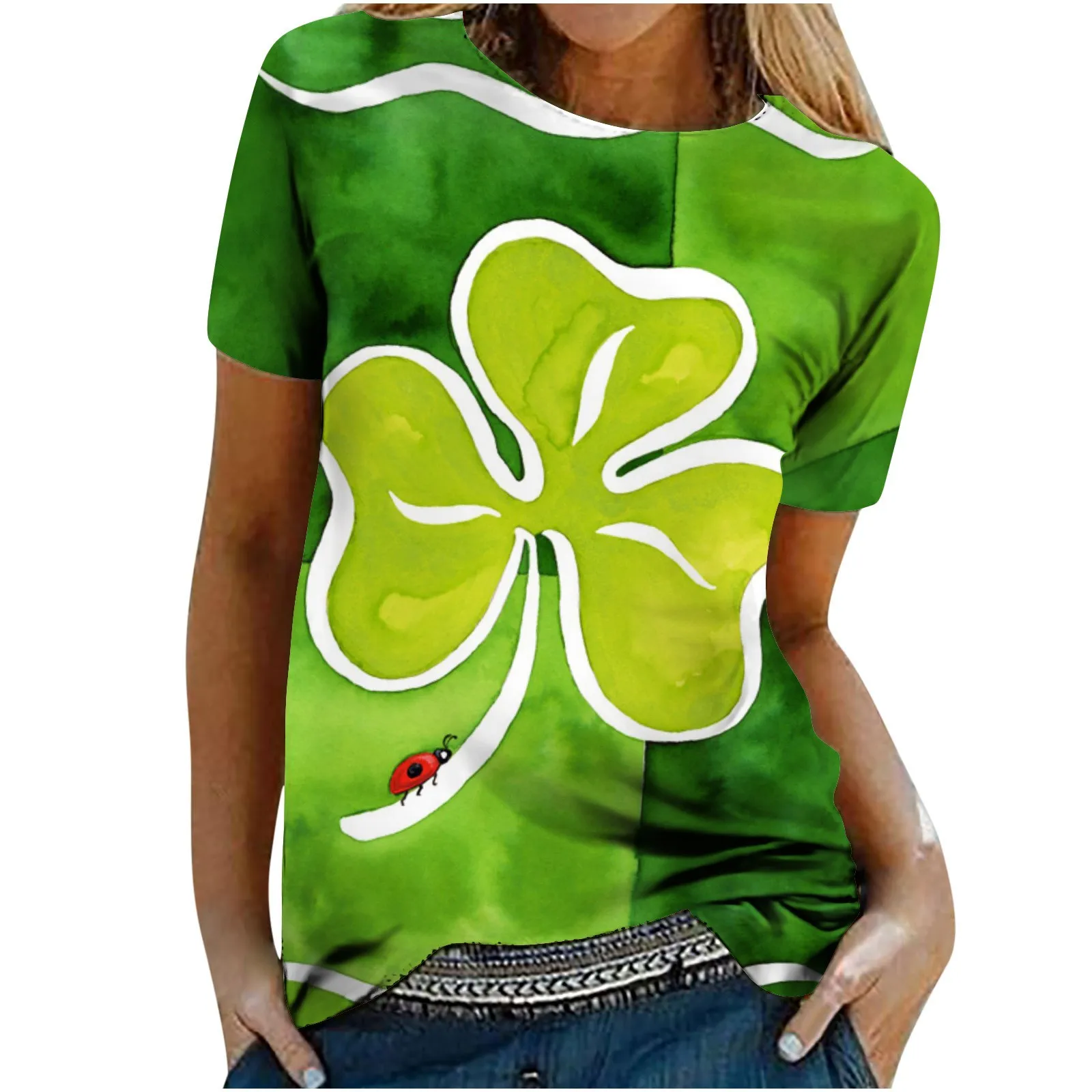 

Женская футболка с коротким рукавом и цветочным принтом, в полоску