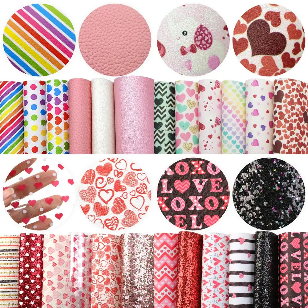 

Overseas Valentine's Day Faux Leather Set Love Printed Synthetic Leather 20x33cm for DIY Hair Bows Crafts,1Yc23924