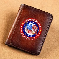 high quality genuine leather men wallets united states independence day short card holder purse luxury brand male wallet
