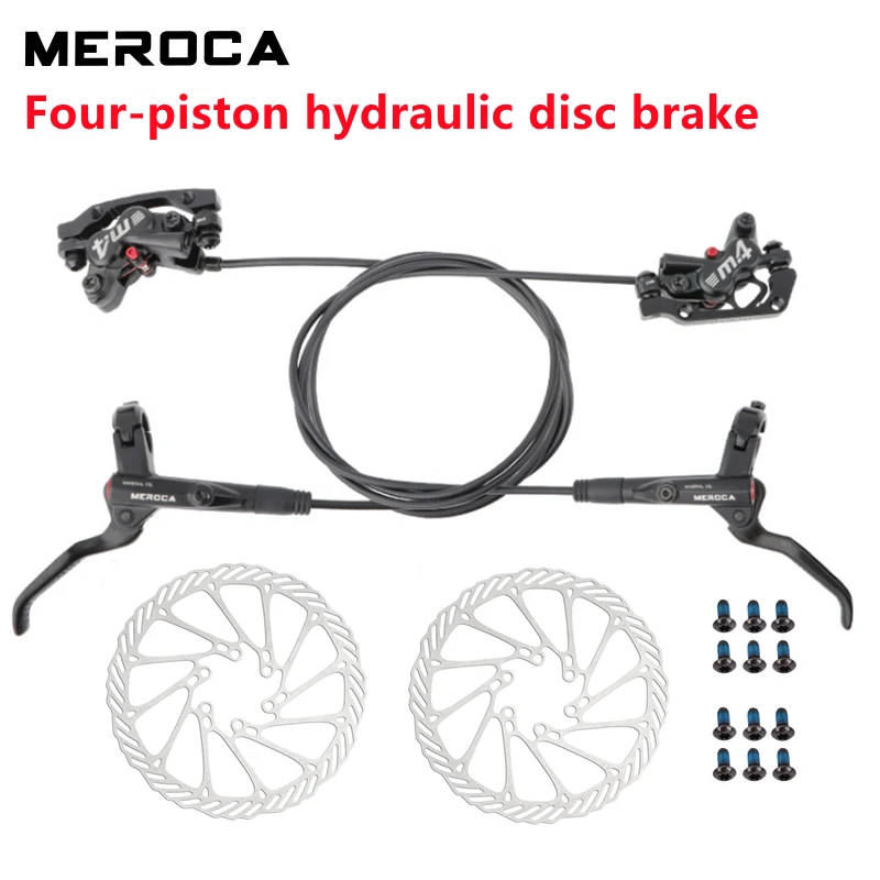 

MEROCA Four-piston Caliper Hydraulic Disc Brake Mtb Bicycle Oil Pressure Disc Brakes 160mm Rotor For Mountain Road Bike Parts