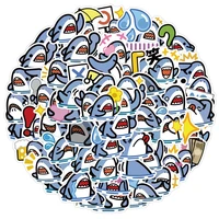 103050pcs cartoon cute blue little shark meme graffiti stickers for luggage laptop ipad skateboard gift stickers wholesale