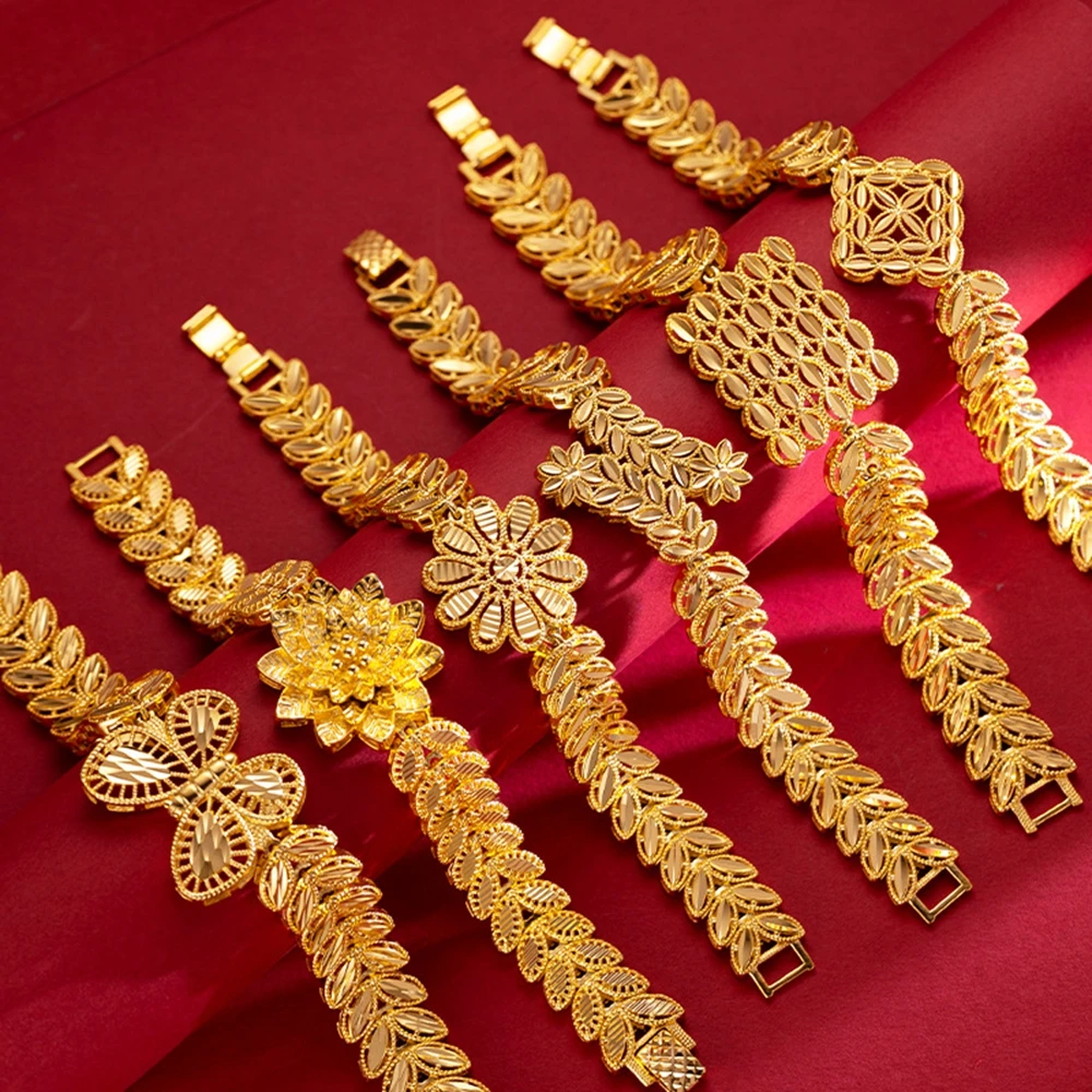 

Женский однотонный полый 18k желтый золотистый классический толстый широкий браслет ювелирные изделия в подарок