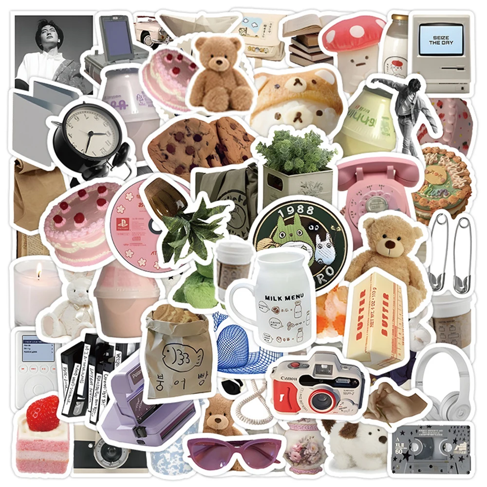 

10/30/63pcs Ins Style Simple Cute Stickers Cartoon Milk Food Decals Laptop Luggage Diary Phone Suitcase Graffiti Sticker Kid Toy