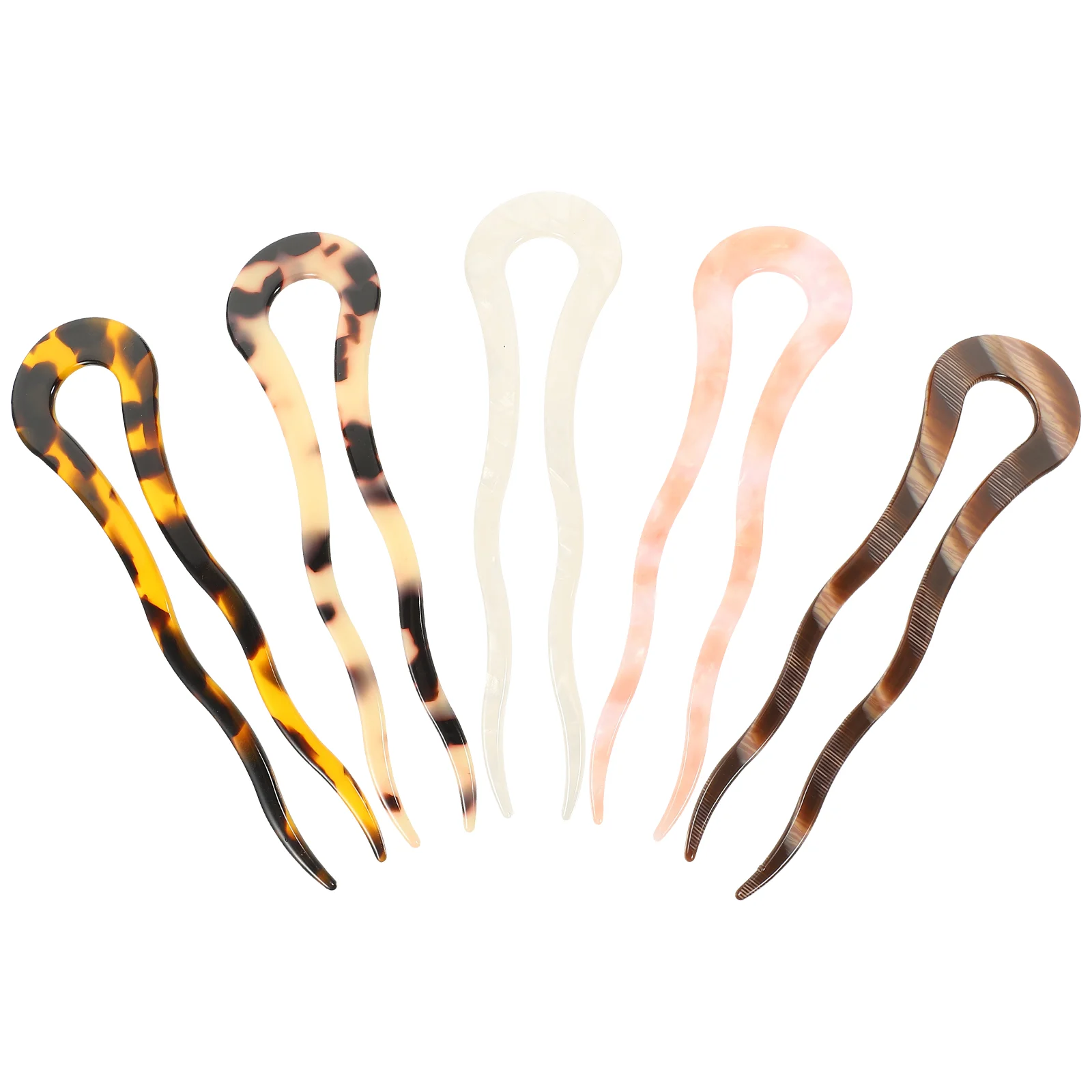 

5 Pcs Retro Hairpin Acetate Hairpins Girls U-shaped Clips Accessories Women Head-wears Barrettes Bun Forks