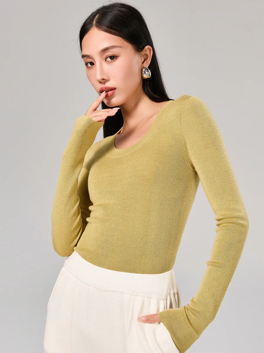 Шерстяной свитер с 2024 года новый осенне-зимний корейский U-образным вырезом