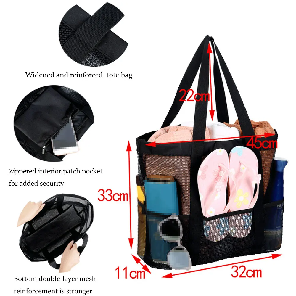 YIXIAO Women Swimming Storage Bag Large Capacity Shoulder Pack Beach Portable Mesh Bag Handbags Bathing Travel Pack