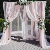 1Pc Wedding Background Tulle Sheer Curtains for Living Room Marriage Arch Door Yarn Bedroom Kitchen Chiffon Gauze Fabric Drapes