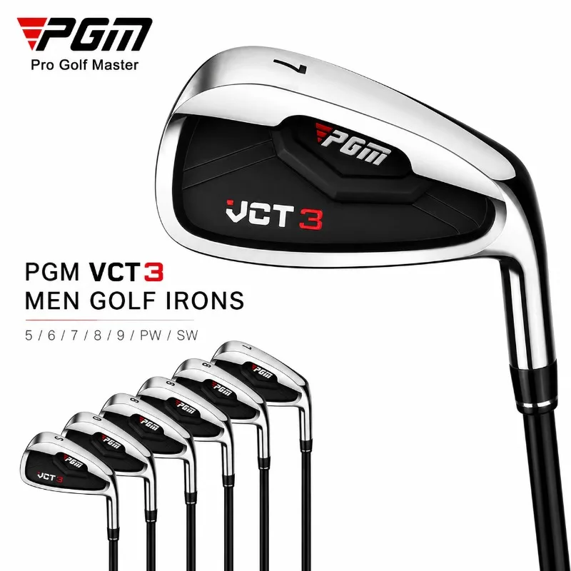 Фото Гольф-клюшки PGM VCT3 для мужчин, из нержавеющей стали, 5, 6, 7, 8, 9, PW, SW, с широкой подошвой, для правой руки, для начинающих, тренировочные клюшки №1
