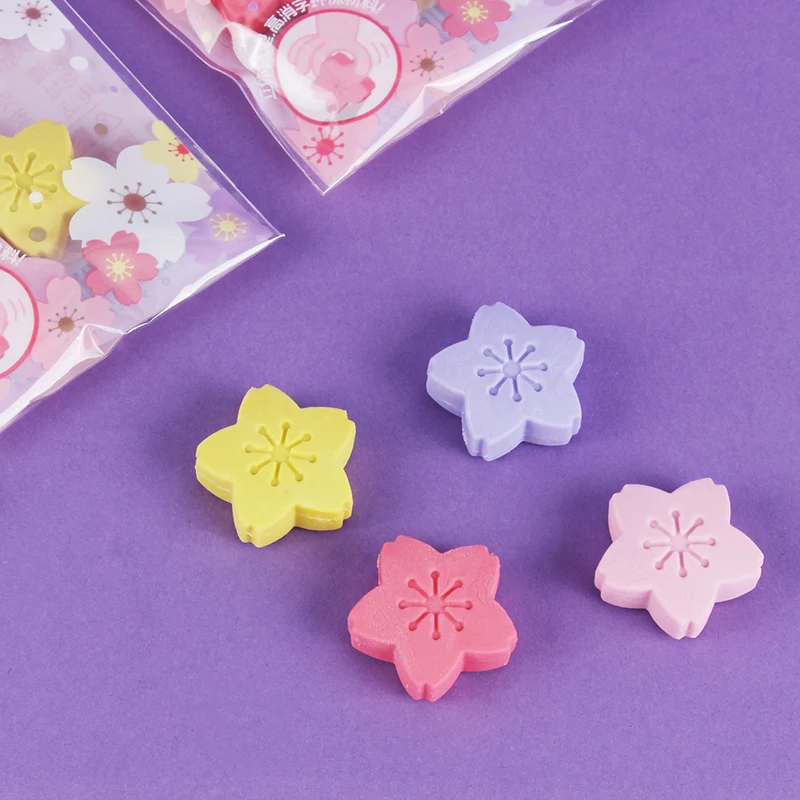 

4 pcs / bag of three-dimensional cherry blossom shape environmental protection materials eraser japanese kawaii stationery