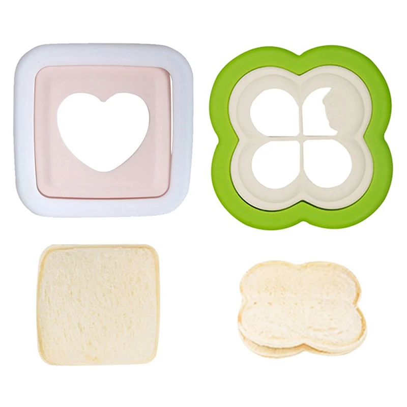 

1PC Sandwich Mould Heart Four-Leaf Clover Shaped Bread Mold Cake Biscuit Embossing Device Crust Cookie Cutter Baking Pastry Tool