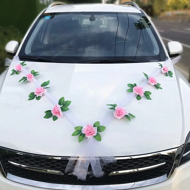 

YOMDID Wedding Car Front Flower Decoration Artificial Flower Garland for Wedding Party Accessories Simulation Rose Front Flower