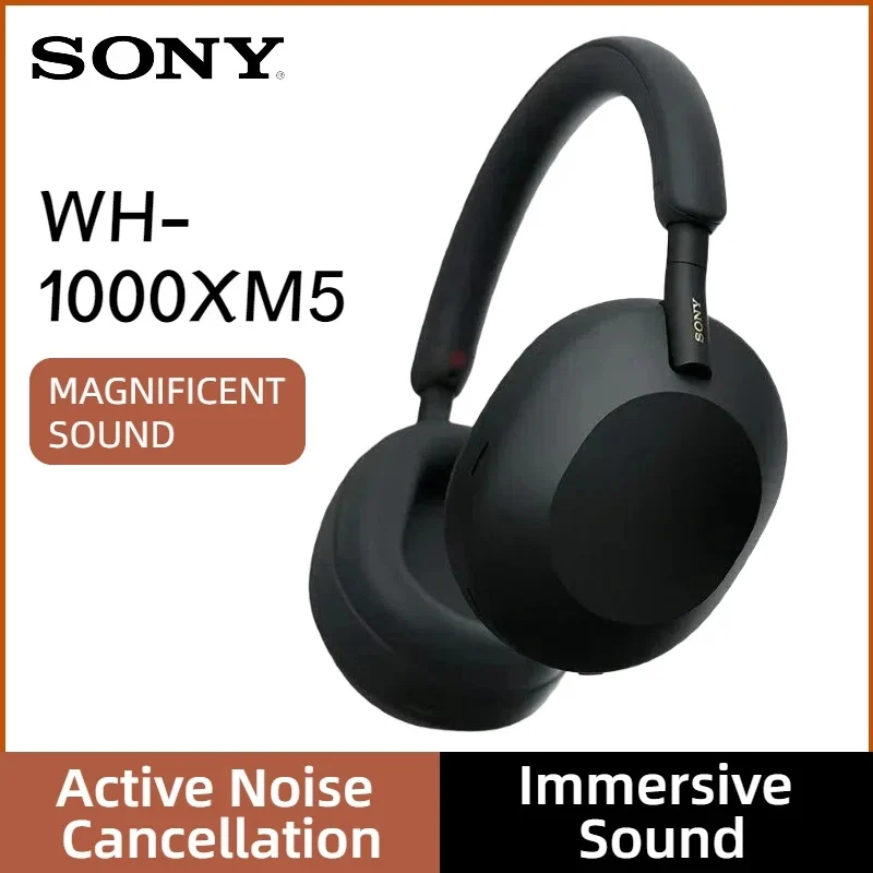 Фото Новые беспроводные Bluetooth-наушники Sony WH 1000XM5 ANC, качество кристально чистого вызова, стереозвуковые наушники с басами, гарнитура-вкладыш №1