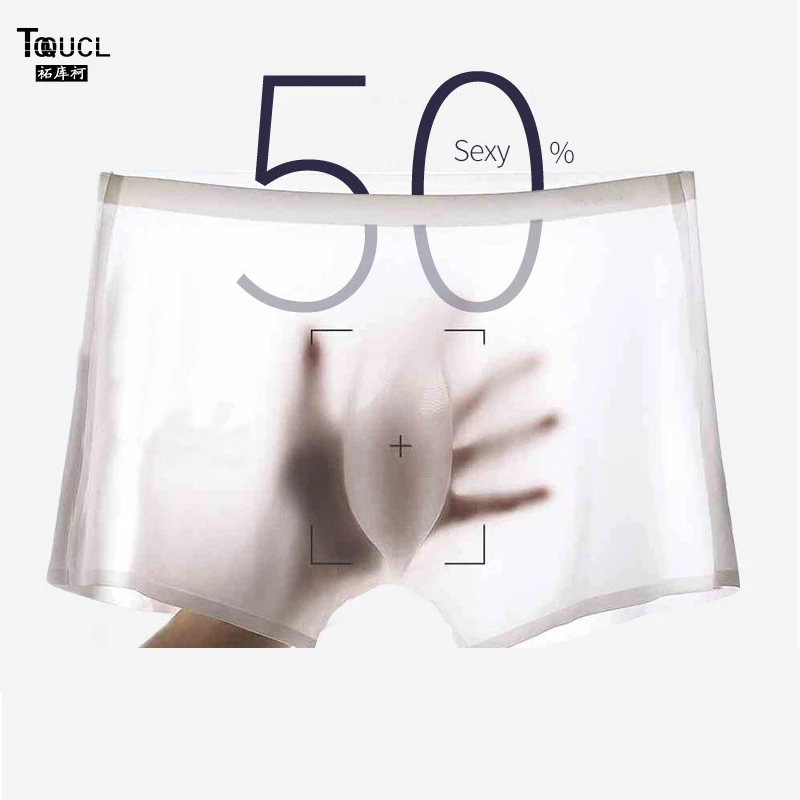 TOQUCL Super Thin Sexy Man Underwear Boxer Male High Quality Extra Pouch Mens Underpants Transparent Men White Blue Red |