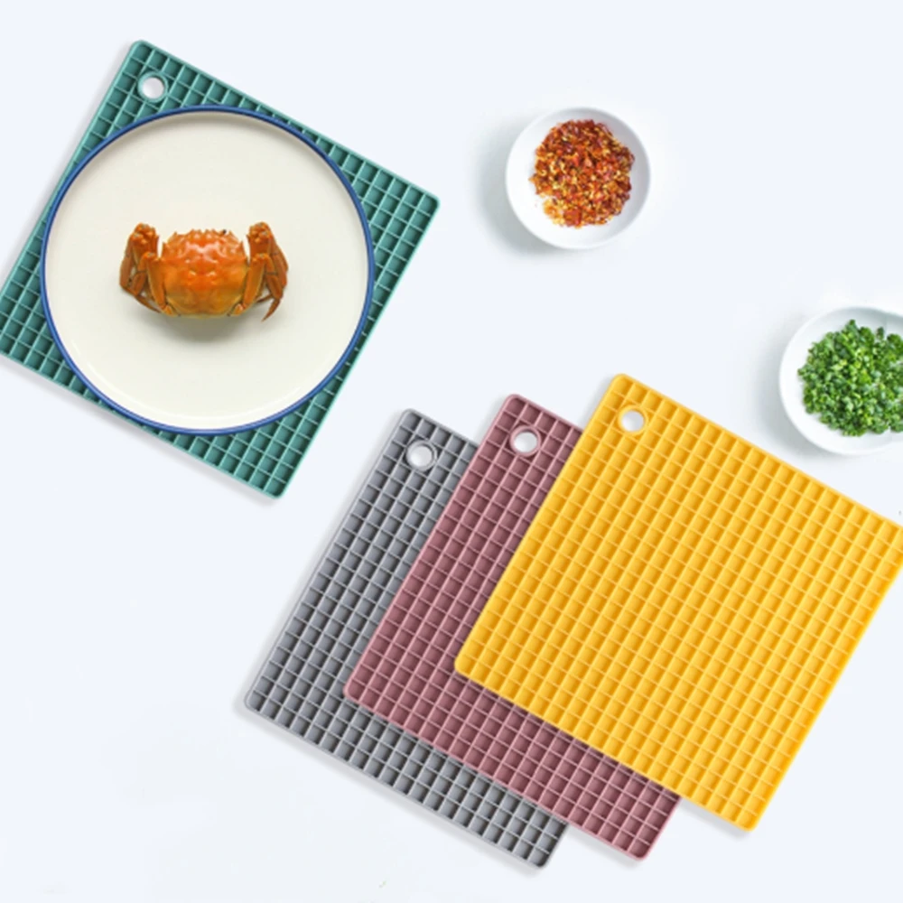 

Nordic Style Food Grade Silicone Grids Placemat Multicolor Anti-slip Mat Dining Table Insulation Mat