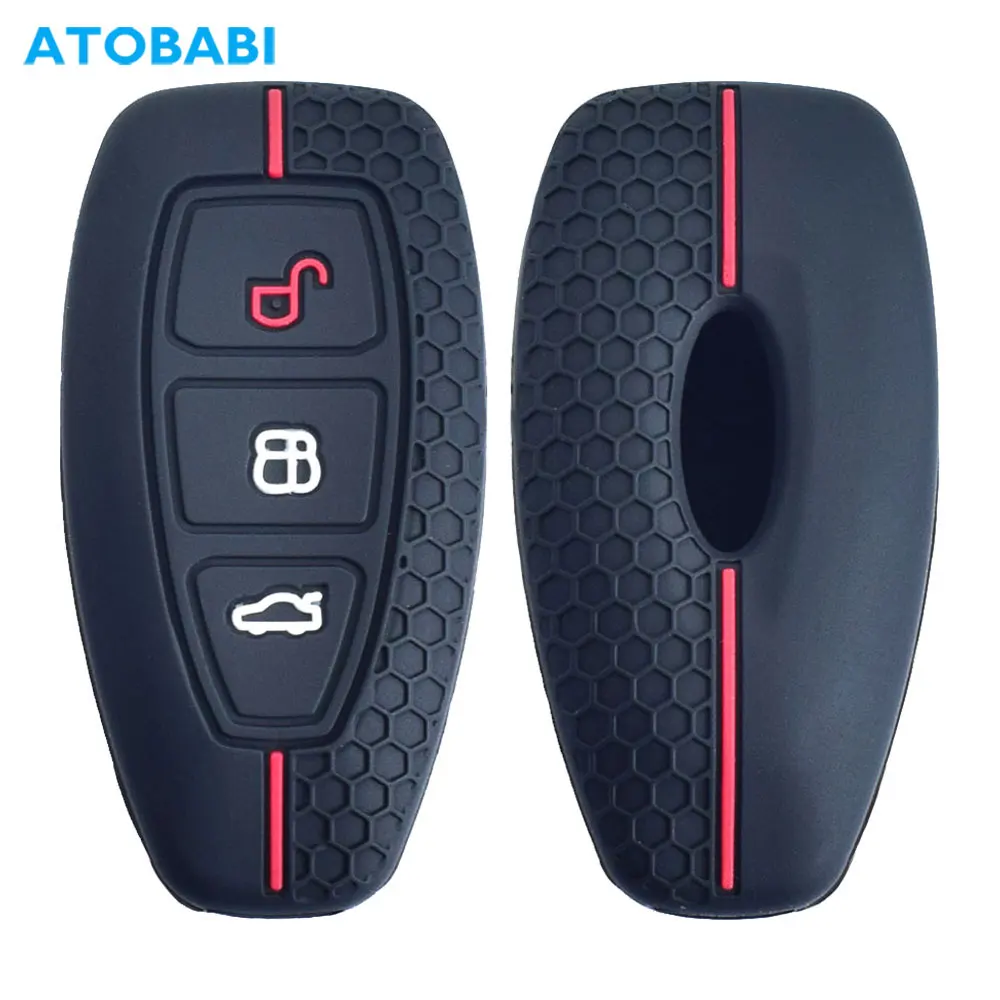 

Silicone Car Key Case Skin For Ford Focus Fiesta C-Max Kuga Escape Mondeo MK4 3 Buttons Smart Keyless Remote Fob Protector Cover