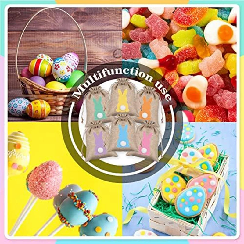 Подарочные пакеты на шнурке Сумка с кроликом Пасхальный Кролик Льняная сумка со