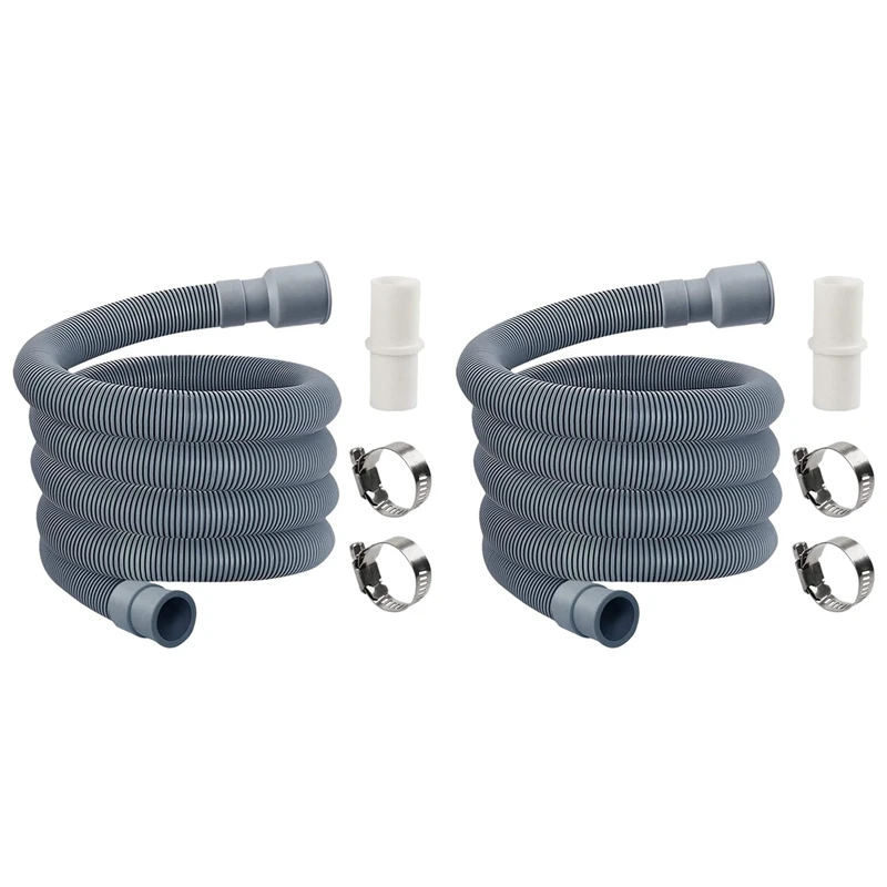 

2X Automatic Drum Washing Machine Drain Pipe Drain Hose Fittings, 2 Meter