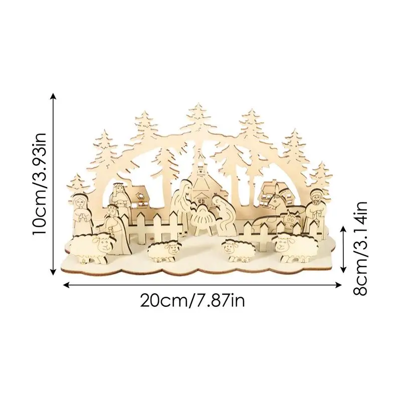 Деревянный рождественский орнамент 3D силуэт набор рождественских сцен Рождение