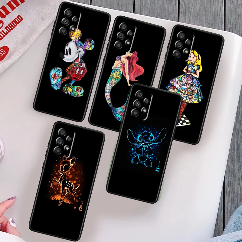 

Minnie Mickey Mouse Princess Phone Case For Samsung Note 20 10 Ultra Plus A31 A8 A14 j6 A12 A5 A70 A7 A34 A20 A04 A24 5G Black