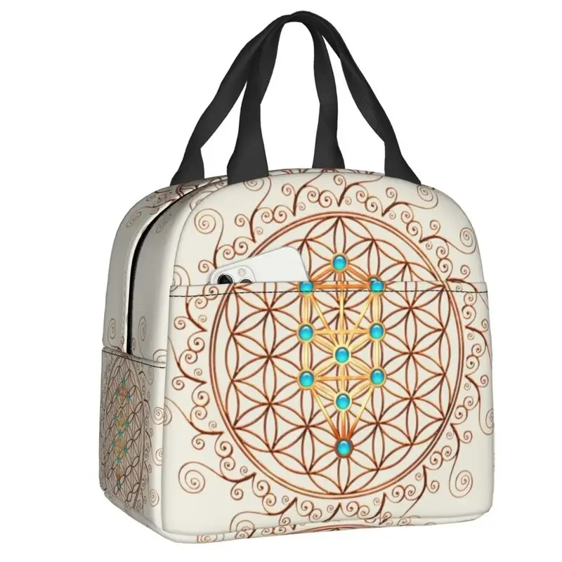 

Custom Flower Of Life Lunch Bag Women Warm Cooler Insulated Lunch Boxes for Kids School