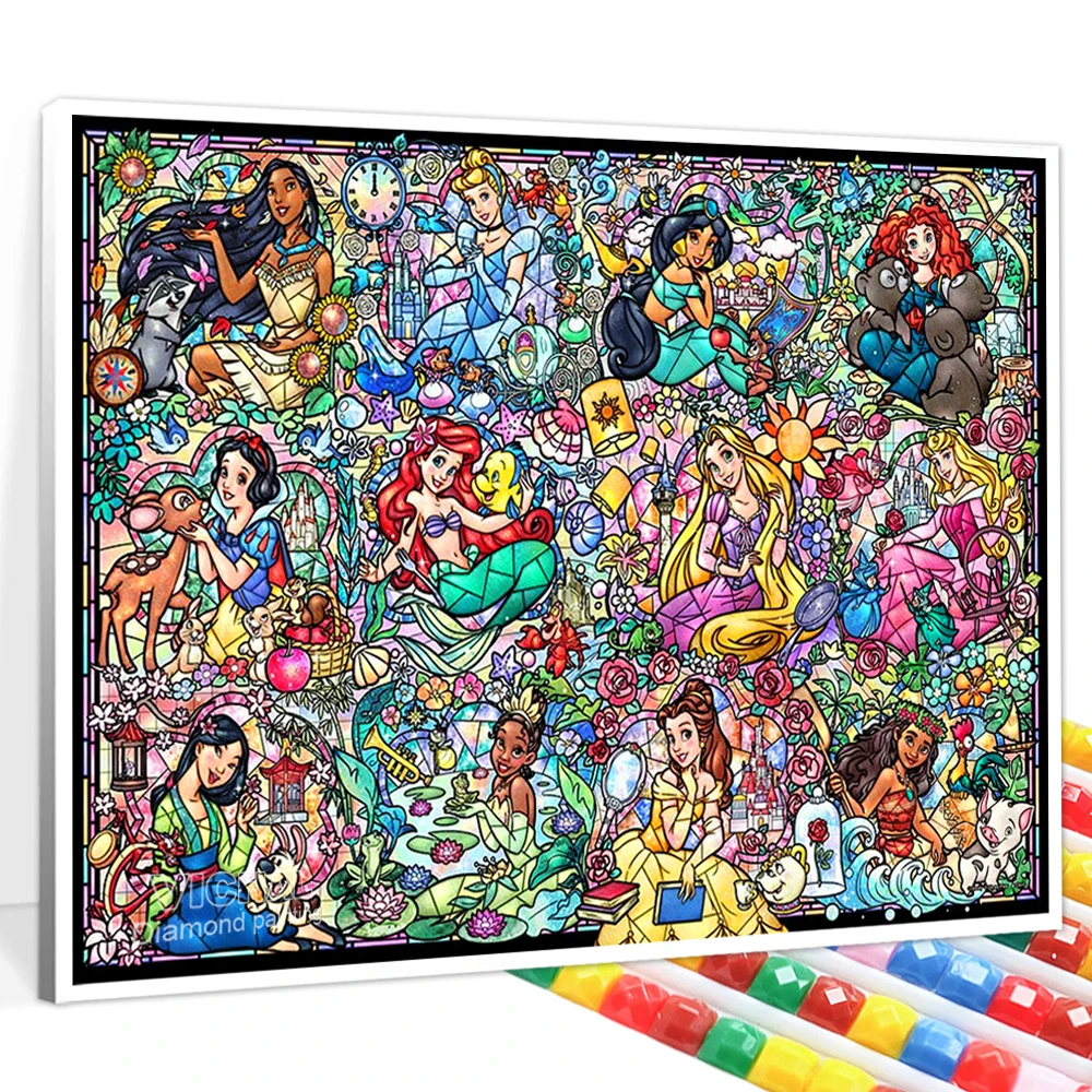 

Алмазная живопись Disney, мультяшная Вышивка крестиком, алмазная вышивка принцессы 5D «сделай сам», замок Микки Мауса, украшение для дома, искус...