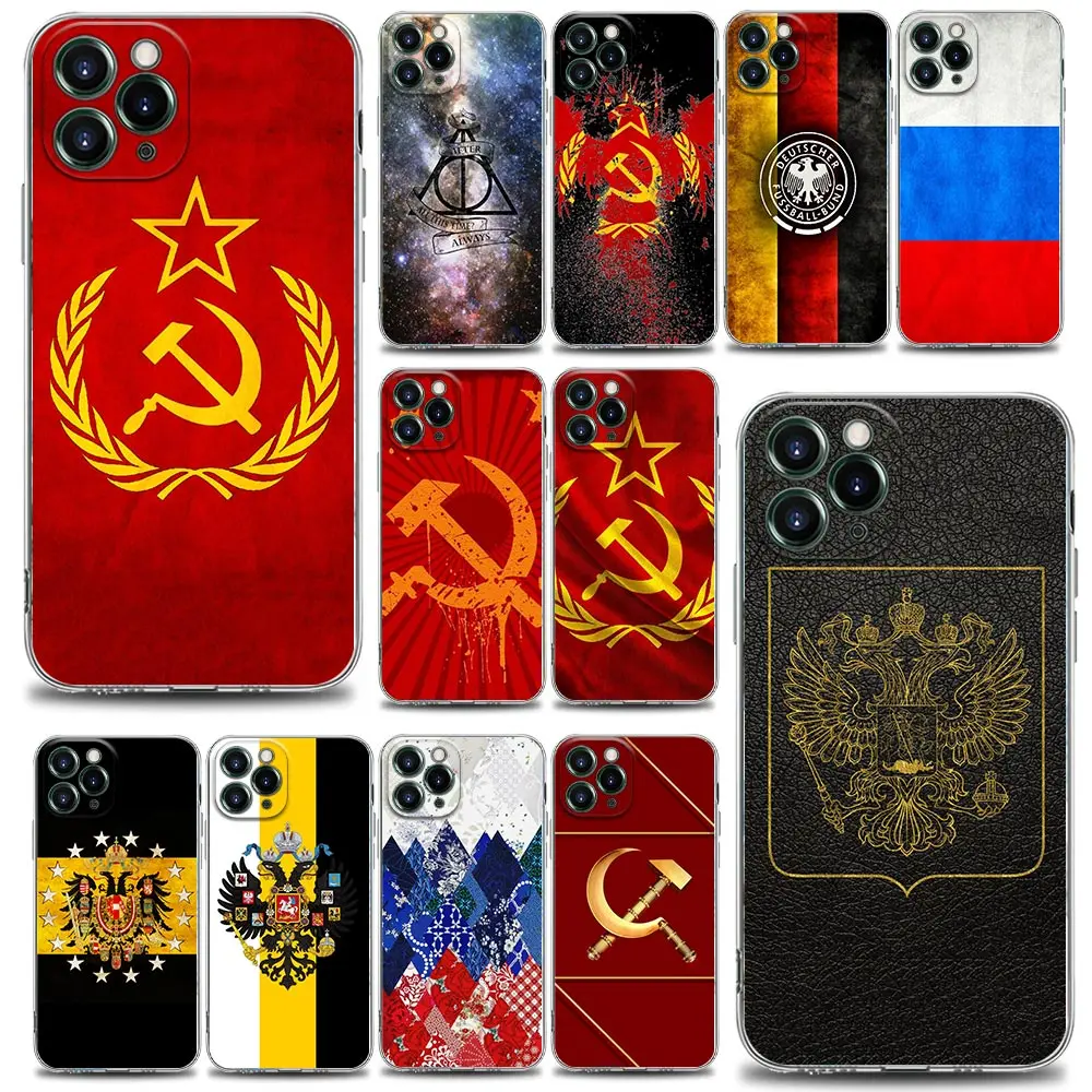 

Clear Phone Case for iPhone 11 12 13 Pro Case Max 7 8 SE XR XS Max 5 5s 6 6s Plus Soft Silicone Cover Russia Flag Coat of Arms