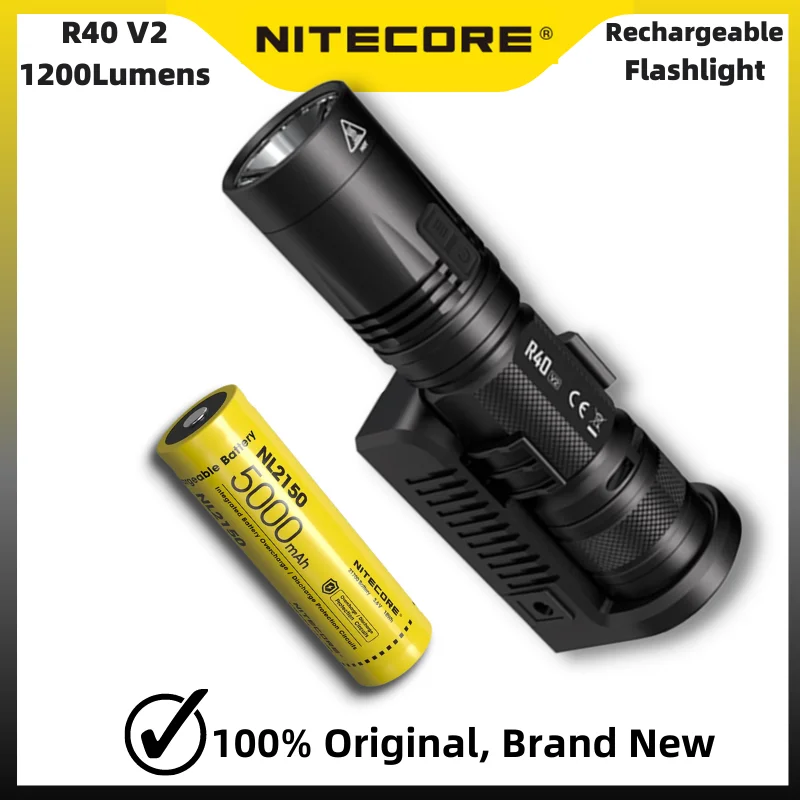 

NITECORE R40 V2 Rechargeable FlashLight 1200Lumens Utilizes a CREE XP-L HI V3 LED throw 520 meters With 21700 5000mAh Battery