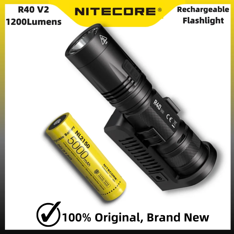 

NITECORE R40 V2 перезаряжаемый фонарик 1200 люмен использует CREE XP-L HI V3 светодиодный броск 520 метров с батареей 21700 5000 мАч