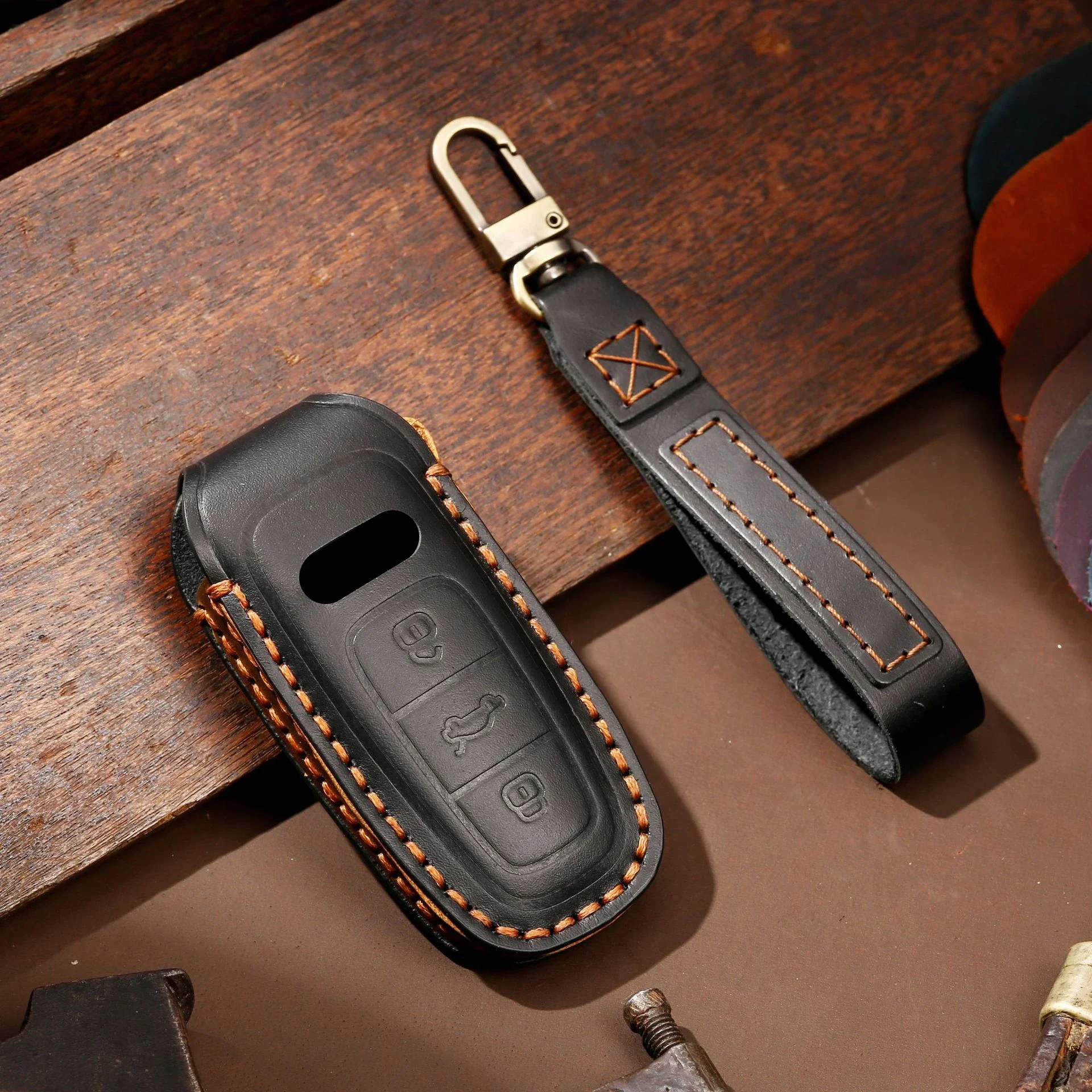 

Роскошный автомобильный чехол для ключей, кожаный защитный брелок, аксессуары, брелок для Audi A6 A4L A5 A7 A8L Q7 Q8 A3, сумка-держатель для ключей