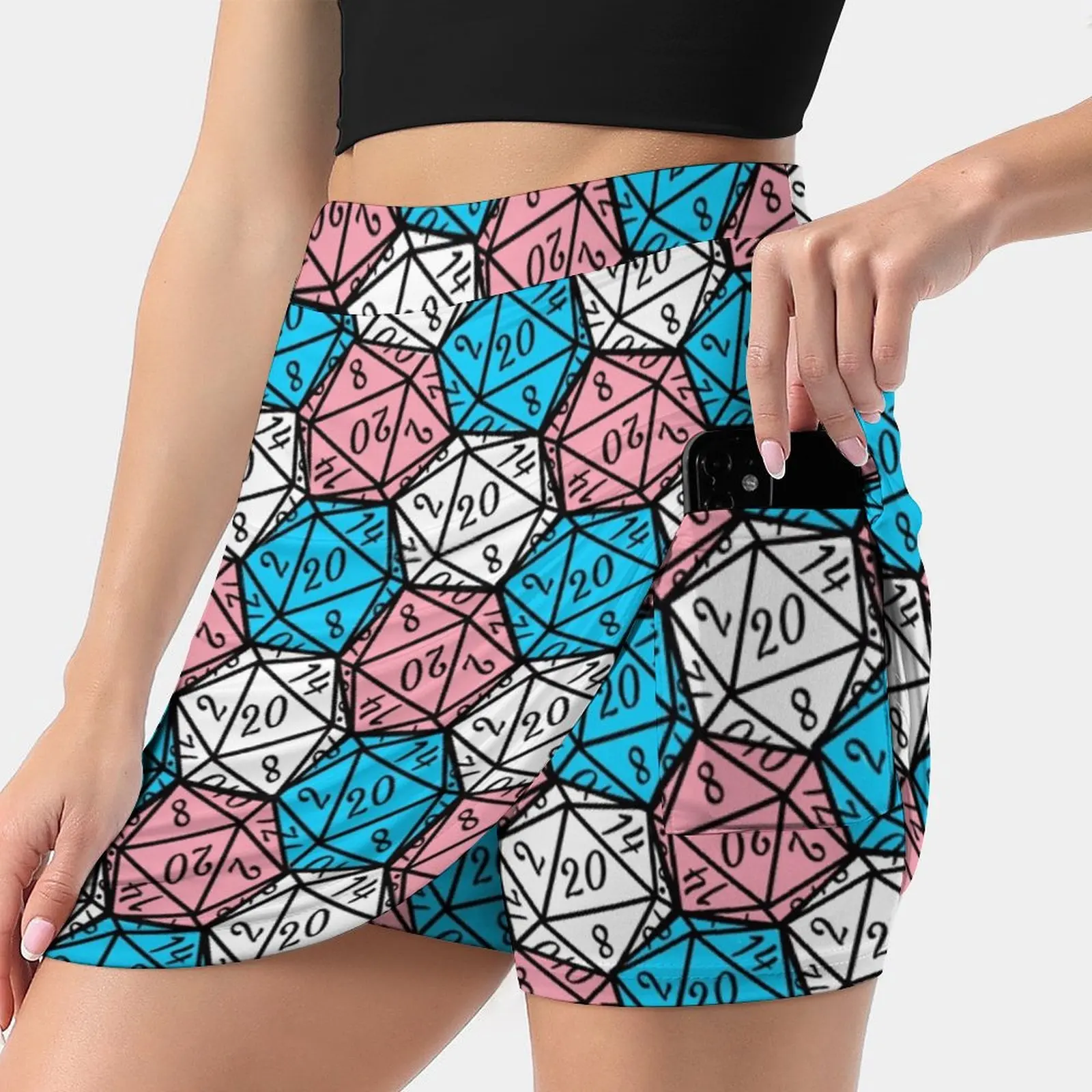 

Женская мини-юбка с рисунком гордости и костей, трапециевидная юбка с карманами, подземелья и кости Dnd D, Qi Pride Bi