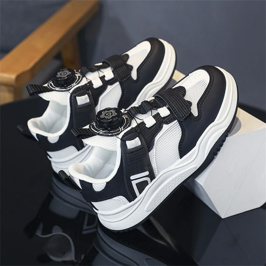 White Kids' Skateboarding Shoes New Arrival Top Quality Students Sport Shoes Brand Rotary Button Running Shoes Boys Sneakers