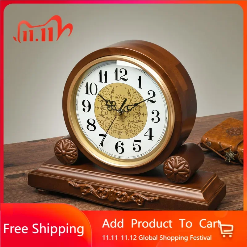 

Nordic Wooden Table Clocks Living Room Creative Large Retro Table Clocks Vintage Modern Horloge Bois Home Decoration QF50TC