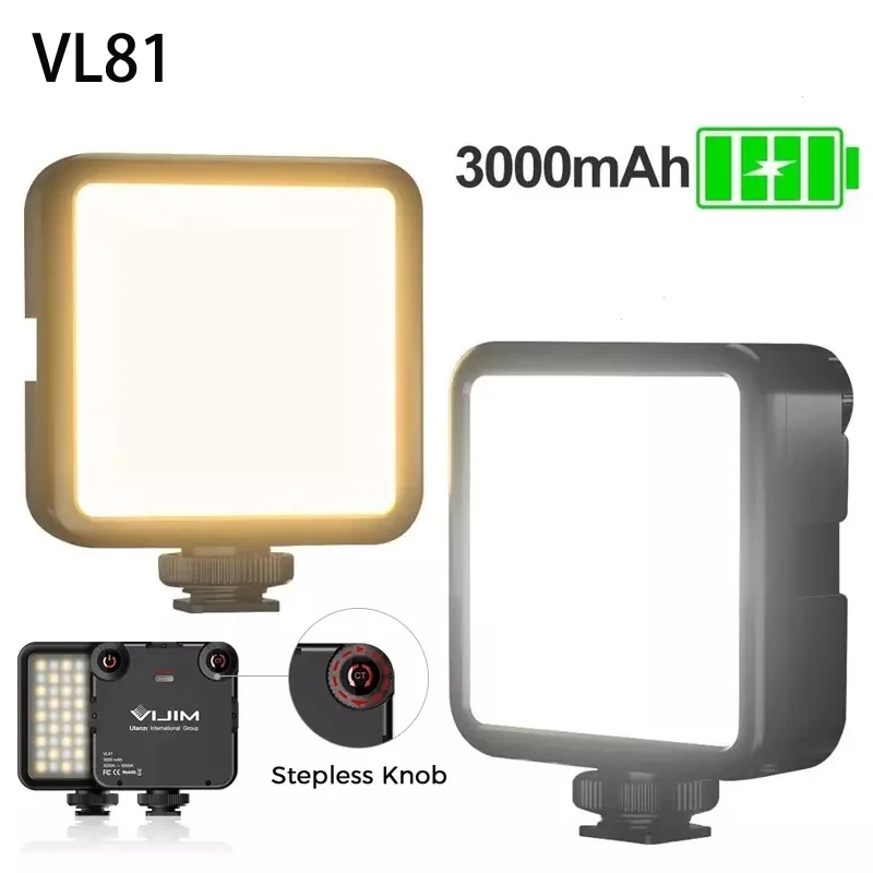 

VIJIM VL81 LED Video Light Rechargeable 3000mAh CRI95+ Dimmable 3200-5600K LED Fill Light for DSLR Camera Smartphone GoPro 10 11