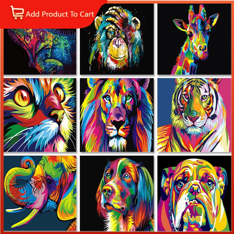 

60x75cm Frame DIY Painting By Numbers Kits Colorful Lions Animals Hand Painted Oil Paint By Numbers For Home Decor Art