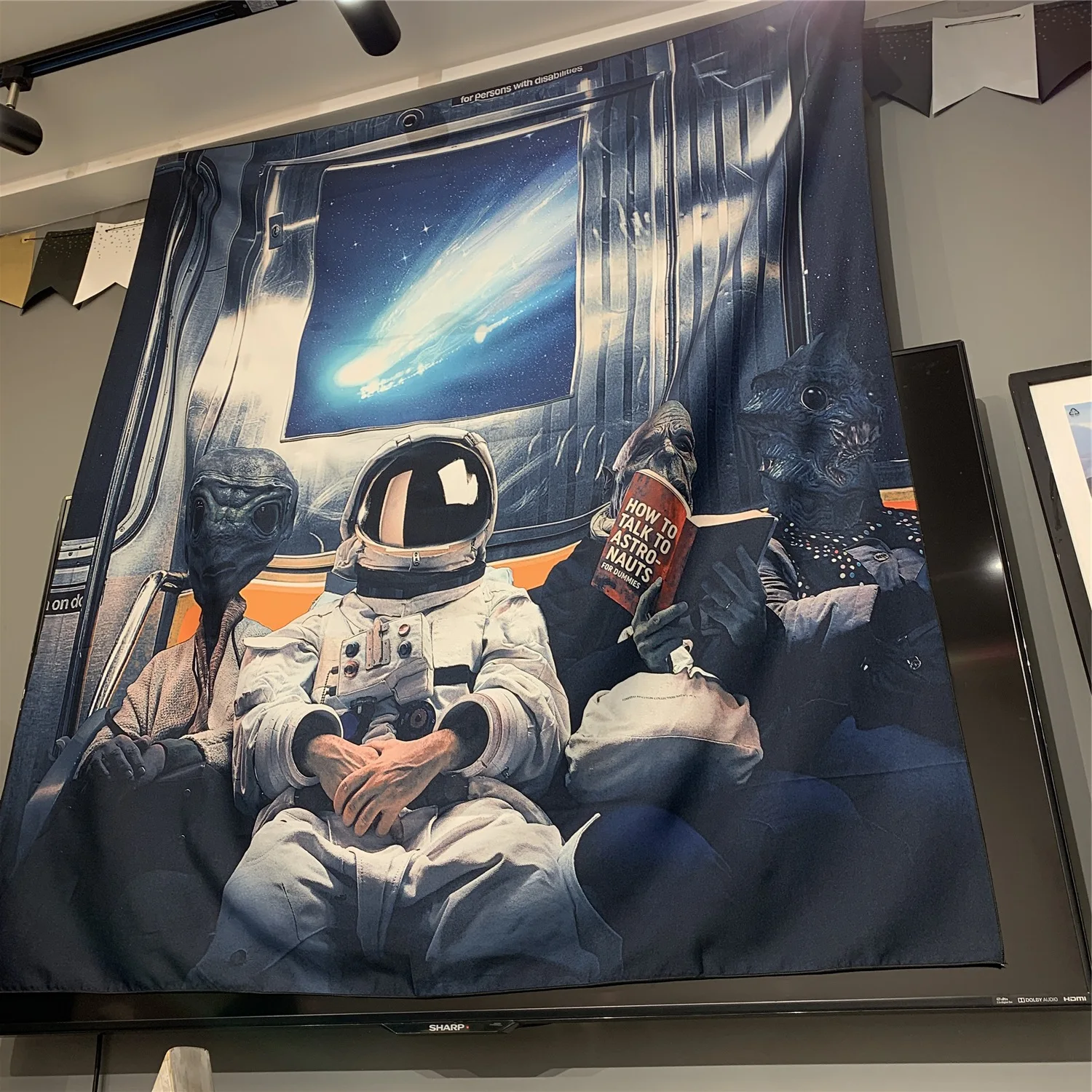 

Space Train Tapestry Wall Hanging Bohemian Beach Mat Polyester Yoga Mat Home Bedroom Art Carpet Astronaut Wall Tapestries