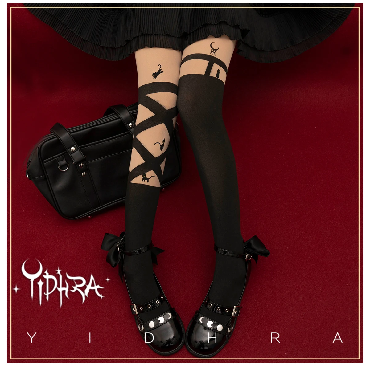 

Ghost cat original Lolita tights asymmetric Jk uniform collocation dark gothic Halloween socks