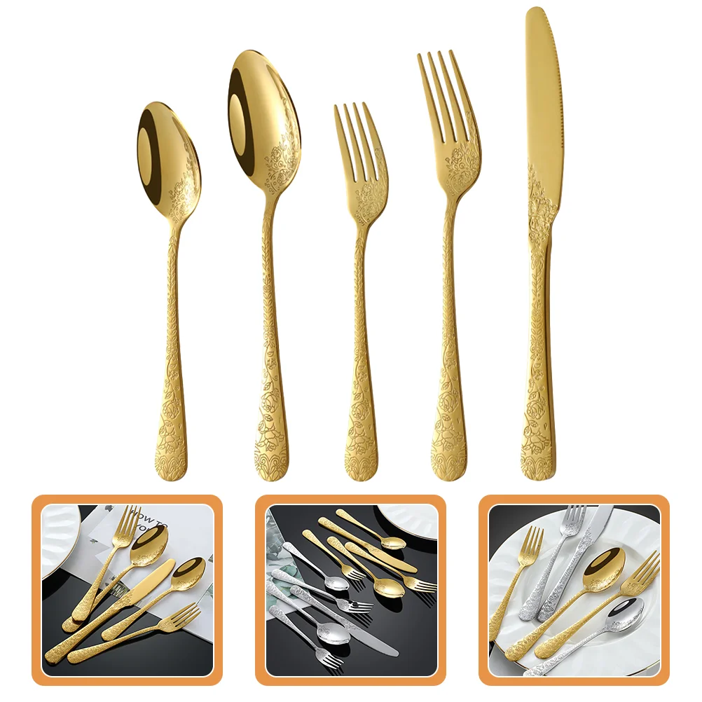 

1 Set Household Delicate Reusable Portable Cutlery Metal Forks Kit for Home Party Restaurant Banquet