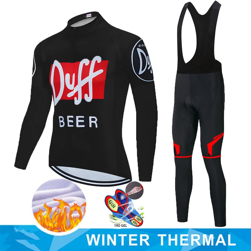 

Man Bike Outfit Mtb DUFF Beer Cycling Clothing Laser Cut Jersey Tricuta Bib Set Jacket Pants Suit 2023 Mens Clothes Gel Uniform