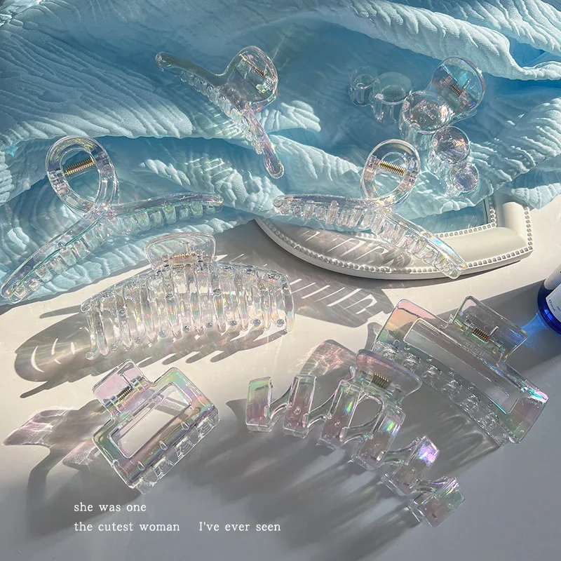 

Deep-sea Mermaid Dream-color French Grab Clip Transparent Symphony 2 Color Geometric Women Hair Grab Hair Clip Hair Accessories