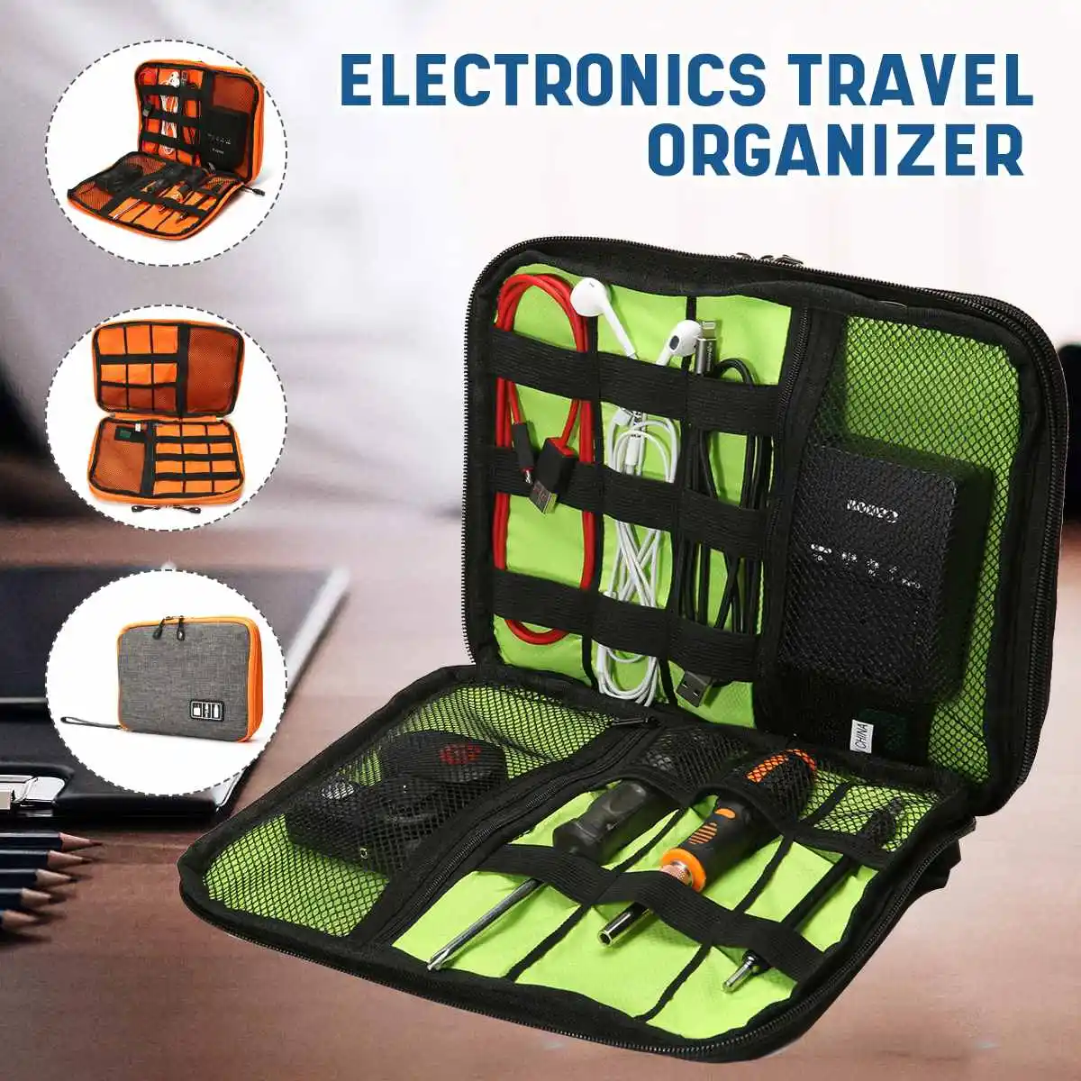 

Travel Cable Storage Multi-Function Digital Storage Bag Gadget Organizer Electronic Accs Pouch Pad Earphone Charge Double Layer
