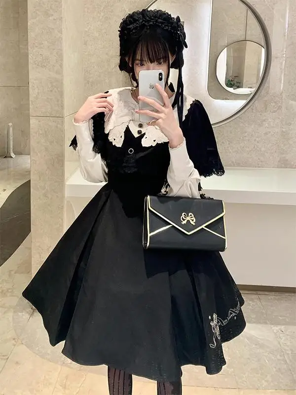 Рождественское новогоднее пальто доспехи одежда темное платье Лолиты с длинными