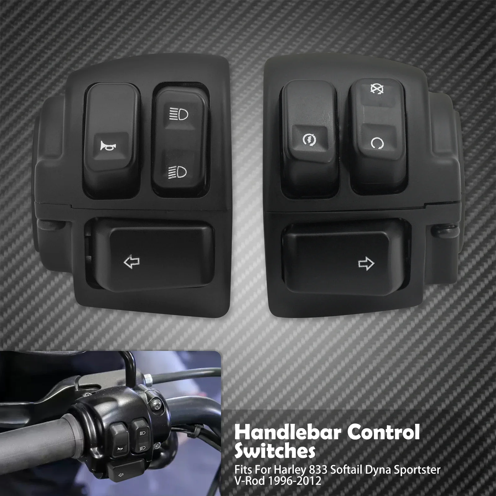 

Мотоциклетный 1-дюймовый переключатель управления на руле, 25 мм, переключатель указателя поворота на ручке для Harley Sporster XL 96-13 Softail 96-10 Dyna 96-11